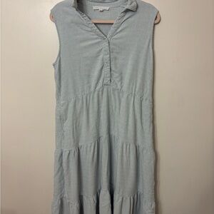 Jane and Delancey Blue Striped Sleeveless Midi Dress